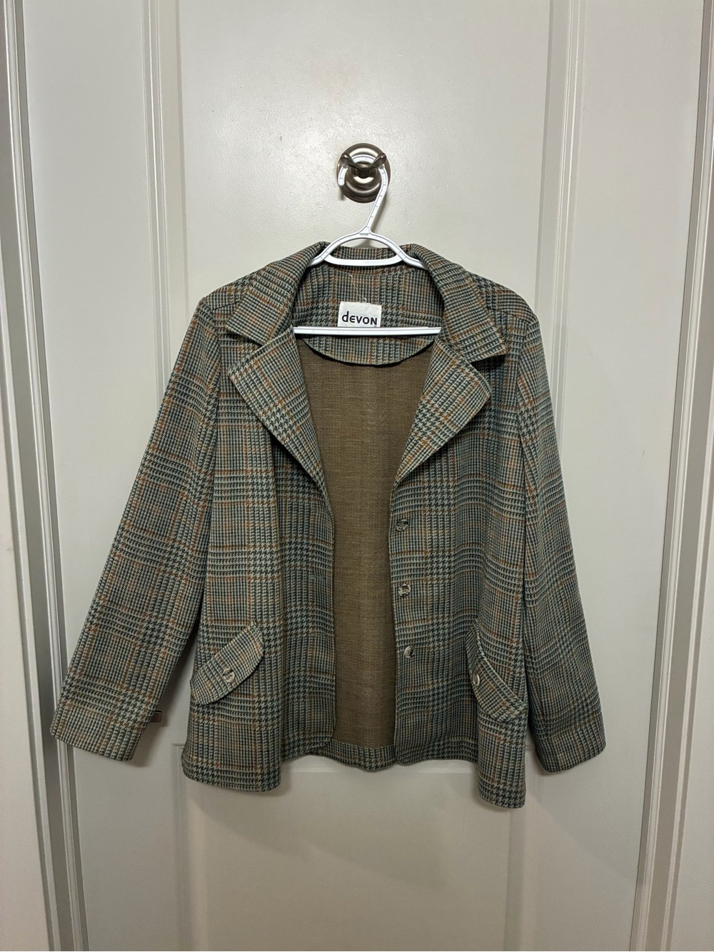 Devon Olive Plaid Tailored Blazer Jacket